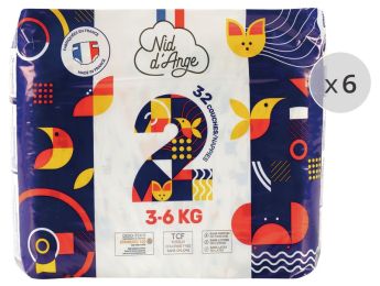 COUCHES JETABLES ÉCOLOGIQUES Nid d'ange 6 PACKS Taille 2 - 3/6 kg