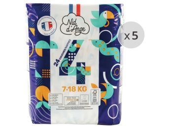 COUCHES JETABLES ÉCOLOGIQUES Nid d'ange 5 PACKS Taille 4 - 7/18 kg