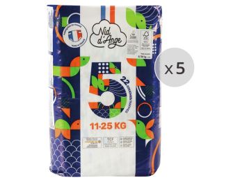 COUCHES JETABLES ÉCOLOGIQUES Nid d'ange 5 PACKS Taille 5 - 11/25 kg