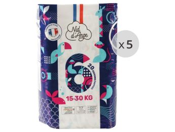 COUCHES JETABLES ÉCOLOGIQUES Nid d'ange 5 PACKS Taille 6 - 15/30 kg