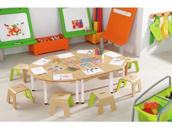 TABLE EN HÊTRE MASSIF NATURE - PIÉTEMENT À ROULETTES - Rectangle 120x60 cm