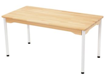 TISCH AUS MASSIVER BUCHE NATURE - METALLFUSSTEIL - Rechteckig 120x60 cm