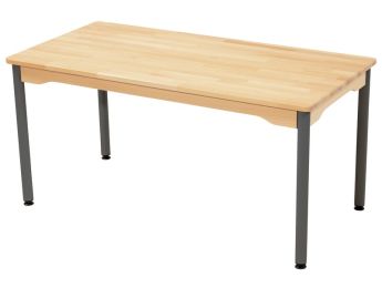 TISCH AUS MASSIVER BUCHE NATURE - METALLFUSSTEIL - Rechteckig 120x60 cm T00