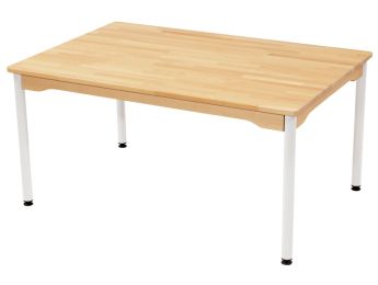 TISCH AUS MASSIVER BUCHE NATURE - METALLFUSSTEIL - Rechteckig 120x80 cm T00