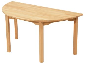 TISCH AUS MASSIVER BUCHE NATURE - FUSSTEIL AUS HOLZ - Halbrund 120x60 cm