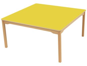 TISCH MIT BESCHICHTETER TISCHPLATTE - FUSSTEIL AUS HOLZ - Viereckig 120x120 cm