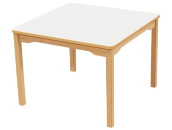 TISCH MIT BESCHICHTETER TISCHPLATTE - FUSSTEIL AUS HOLZ - Viereckig 80x80 cm