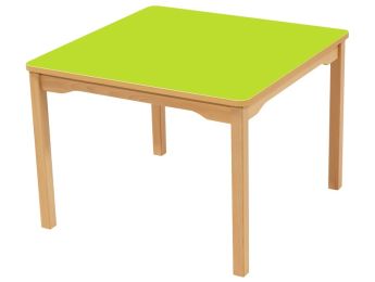 TISCH MIT BESCHICHTETER TISCHPLATTE - FUSSTEIL AUS HOLZ - Viereckig 80x80 cm