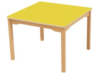 TISCH MIT BESCHICHTETER TISCHPLATTE - FUSSTEIL AUS HOLZ - Viereckig 80x80 cm