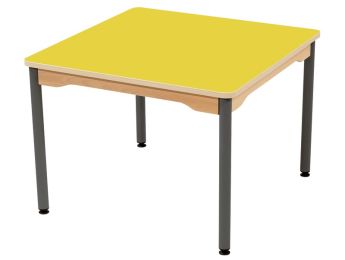 TISCH MIT BESCHICHTETER TISCHPLATTE - METALLFUSSTEIL GRAU - Viereckig 80x80 cm