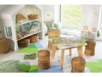 TABOURET en jacinthe d'eau H: 44 cm