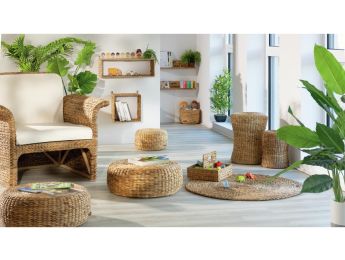 HOCKER aus Wasserhyazinthe H: 31 cm
