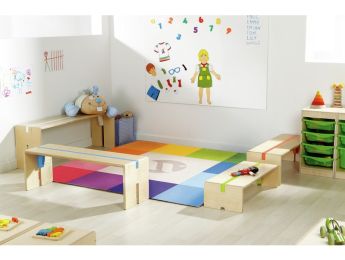MAXISET 4 GEKLEURDE INSCHUIFBANKEN