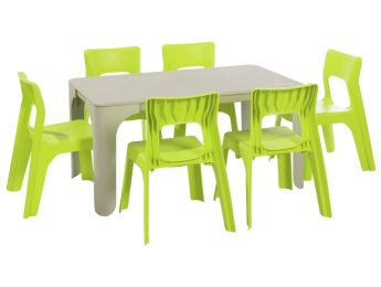 MAXI-SET RECHTECKIGER TISCH + 6 STÜHLE Louisa Große Größe