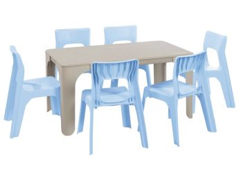 MAXI-SET RECHTECKIGER TISCH + 6 STÜHLE Louisa