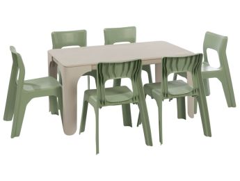 MAXI-SET RECHTECKIGER TISCH + 6 STÜHLE Louisa Große Größe