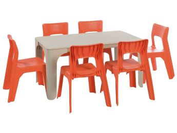MAXI-SET RECHTECKIGER TISCH + 6 STÜHLE Louisa Große Größe