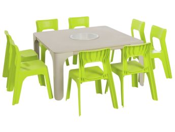 MAXI-SET AKTIVITÄTSTISCHE + 8 STÜHLE Louisa Kleine Größe