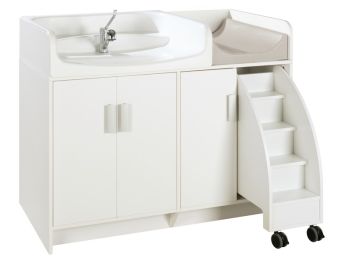 MEUBLE DE CHANGE KAZÉO AVEC BAIGNOIRE PLASTIQUE et escabeau intégré