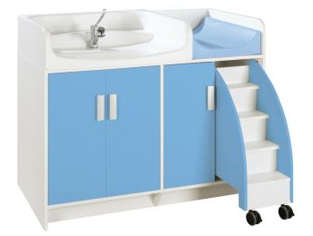MEUBLE DE CHANGE KAZÉO AVEC BAIGNOIRE PLASTIQUE et escabeau intégré