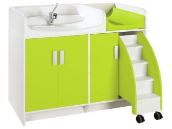 MEUBLE DE CHANGE KAZÉO AVEC BAIGNOIRE PLASTIQUE et escabeau intégré
