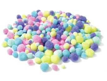 POMPONS MULTICOLORES MULTITAILLES Pastel