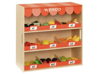 MARKTSTAND SPIELKOFFER UND LEBENSMITTEL