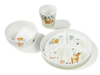 SET VAISSELLE PORCELAINE ANTIDÉRAPANTE À MOTIFS