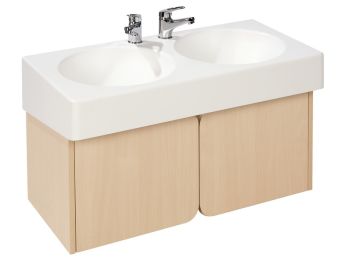 DOPPELTES MÖBEL FÜR WASCHBECKEN AUS SOLIDSURFACE H: 50 cm