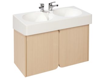 DOPPELTES MÖBEL FÜR WASCHBECKEN AUS SOLIDSURFACE H: 65 cm
