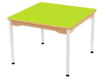 TISCH MIT BESCHICHTETER PLATTE - METALLGESTELL WEISS - Viereckig 80x80 cm