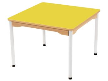 TISCH MIT BESCHICHTETER PLATTE - METALLGESTELL WEISS - Viereckig 80x80 cm