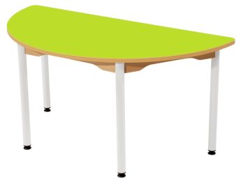 TISCH MIT BESCHICHTETER TISCHPLATTE - METALLFUSSTEIL WEISS - Halbrund 120x60 cm