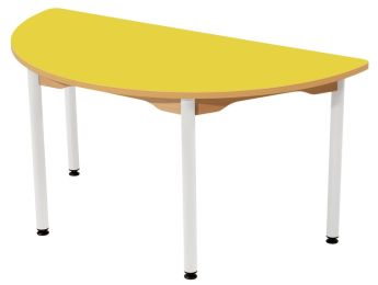 TISCH MIT BESCHICHTETER TISCHPLATTE - METALLFUSSTEIL WEISS - Halbrund 120x60 cm