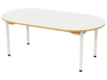 TISCH MIT BESCHICHTETER TISCHPLATTE - METALLFUSSTEIL WEISS - Oval 150x80 cm