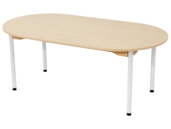TISCH MIT BESCHICHTETER TISCHPLATTE - METALLFUSSTEIL WEISS - Oval 150x80 cm