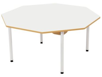 TISCH MIT BESCHICHTETER TISCHPLATTE - METALLFUSSTEIL WEISS - Achteckig Ø 120 cm