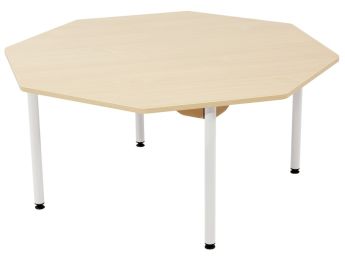 TABLE PLATEAU STRATIFIÉ - PIÉTEMENT MÉTAL BLANC - Octogone Ø 120 cm
