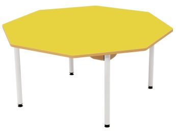 TISCH MIT BESCHICHTETER TISCHPLATTE - METALLFUSSTEIL WEISS - Achteckig Ø 120 cm