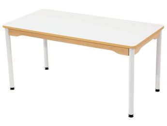 TABLE PLATEAU STRATIFIÉ - PIÉTEMENT MÉTAL BLANC - Rectangle 120x60 cm