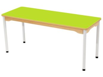 TISCH MIT BESCHICHTETER TISCHPLATTE - METALLFUSSTEIL WEISS - Rechteckig 130x50...