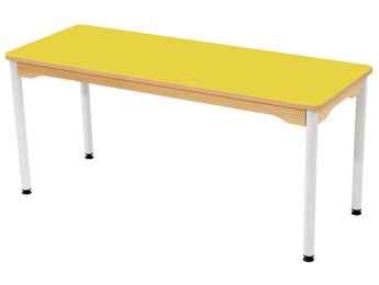 TISCH MIT BESCHICHTETER TISCHPLATTE - METALLFUSSTEIL WEISS - Rechteckig 130x50...