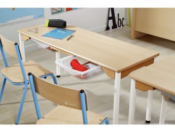 TABLE PLATEAU STRATIFIÉ + BACS - PIÉTEMENT MÉTAL BLANC - 130x50 cm
