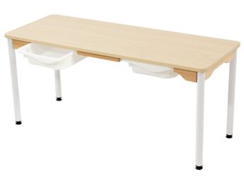 TABLE PLATEAU STRATIFIÉ + BACS - PIÉTEMENT MÉTAL BLANC - 130x50 cm
