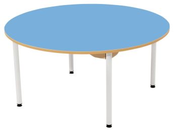 TABLE PLATEAU STRATIFIÉ - PIÉTEMENT MÉTAL BLANC - Rond Ø 120 cm