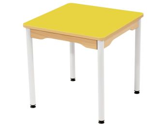 TISCH MIT BESCHICHTETER TISCHPLATTE - METALLFUSSTEIL WEISS - Viereckig 60x60 cm