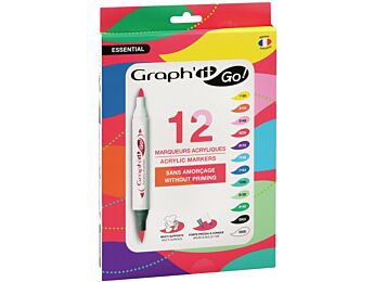 MARQUEURS ACRYLIQUES DOUBLE POINTE Graph'it Couleurs classiques