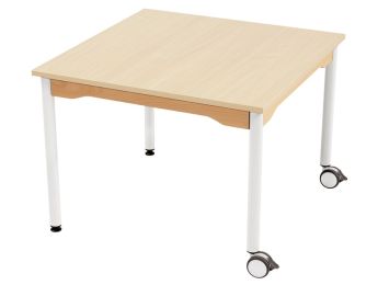 TAVOLO PIANO MELAMINICO - BASE METALLO E ROTELLE - Quadrato 80 x 80 cm