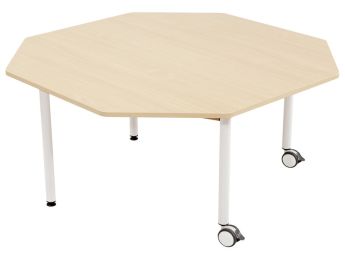 TAVOLO PIANO MELAMINICO - BASE METALLO E ROTELLE - Ottagonale Ø 120 cm
