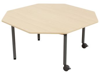 TAVOLO PIANO MELAMINICO - BASE METALLO E ROTELLE - Ottagonale Ø 120 cm